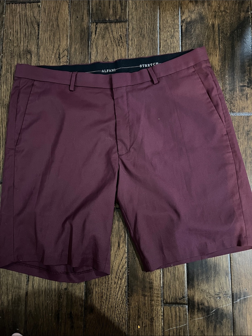Alfani Men's Stretch Maroon Flat-Front Shorts